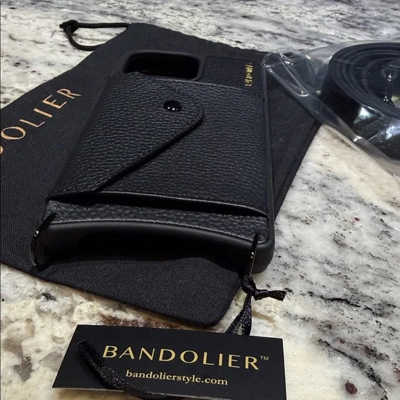 NEW with tags- Bandolier Black Phone Case with Strap - Picture 3 of 8